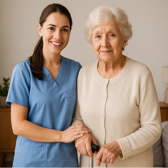 CaroCare24 Pflegerin mit Patientin