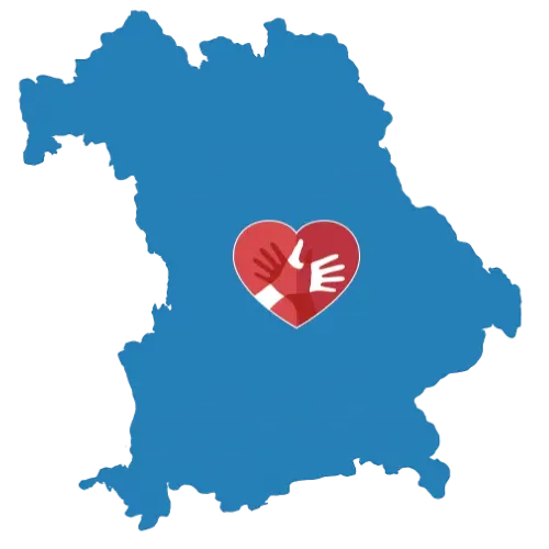 Karte von Bayern mit dem CaroCare24-Logo