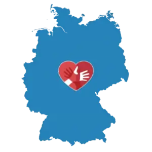 Karte von Deutschland mit dem CaroCare24-Logo