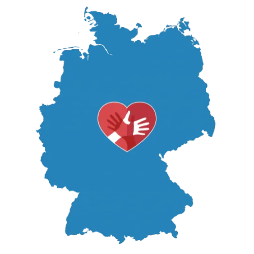 Karte von Deutschland mit dem CaroCare24-Logo
