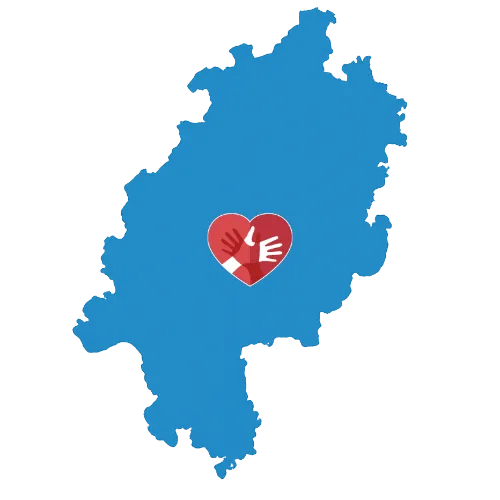 Karte von Hessen mit dem CaroCare24-Logo