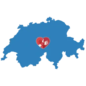 Karte der Schweiz mit dem CaroCare24-Logo