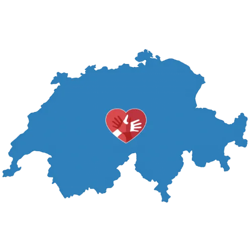 Karte der Schweiz mit dem CaroCare24-Logo