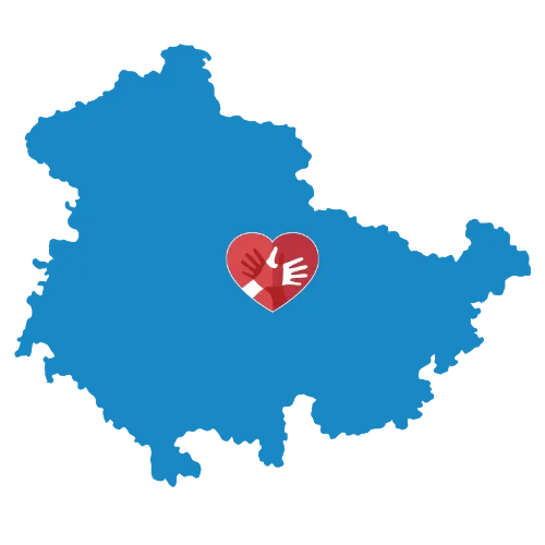 Karte von Thüringen mit dem CaroCare24-Logo