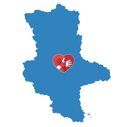 Karte von Sachsen-Anhalt mit dem CaroCare24-Logo